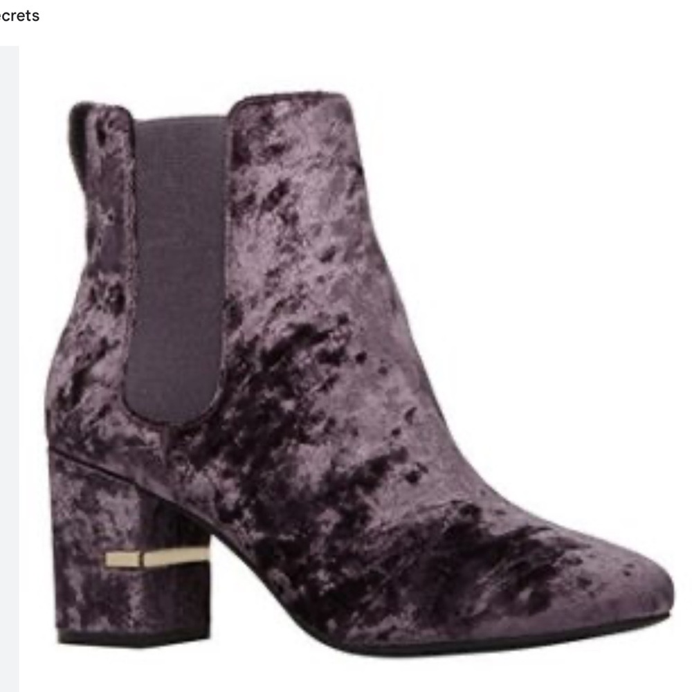 Crushed Velvet Purple Ankle Boots with Block Heel 6 Soft Luxe Texture